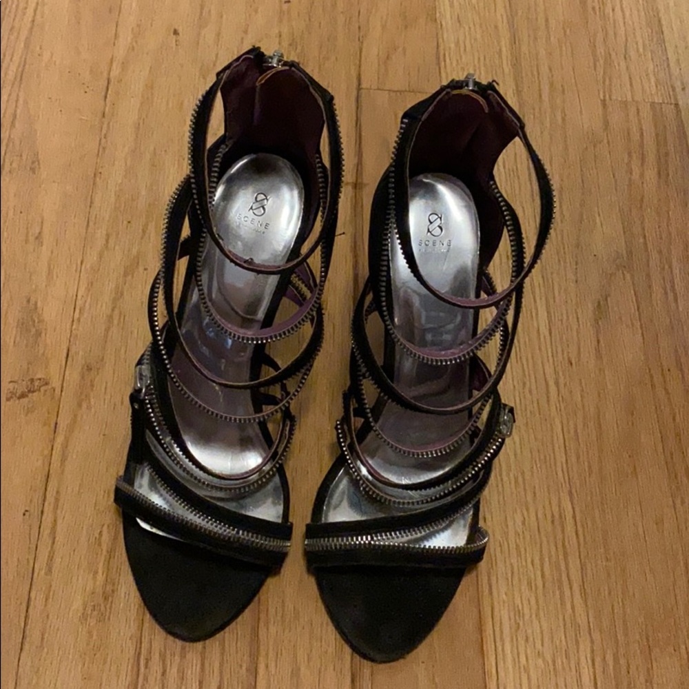 Black zipper heels